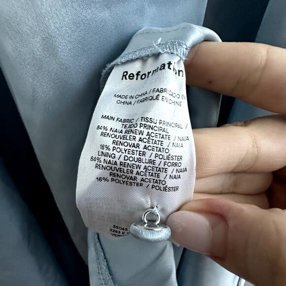 Reformation Paisley Satin Formal Long Maxi Dress Mineral Blue - Picture 4 of 6